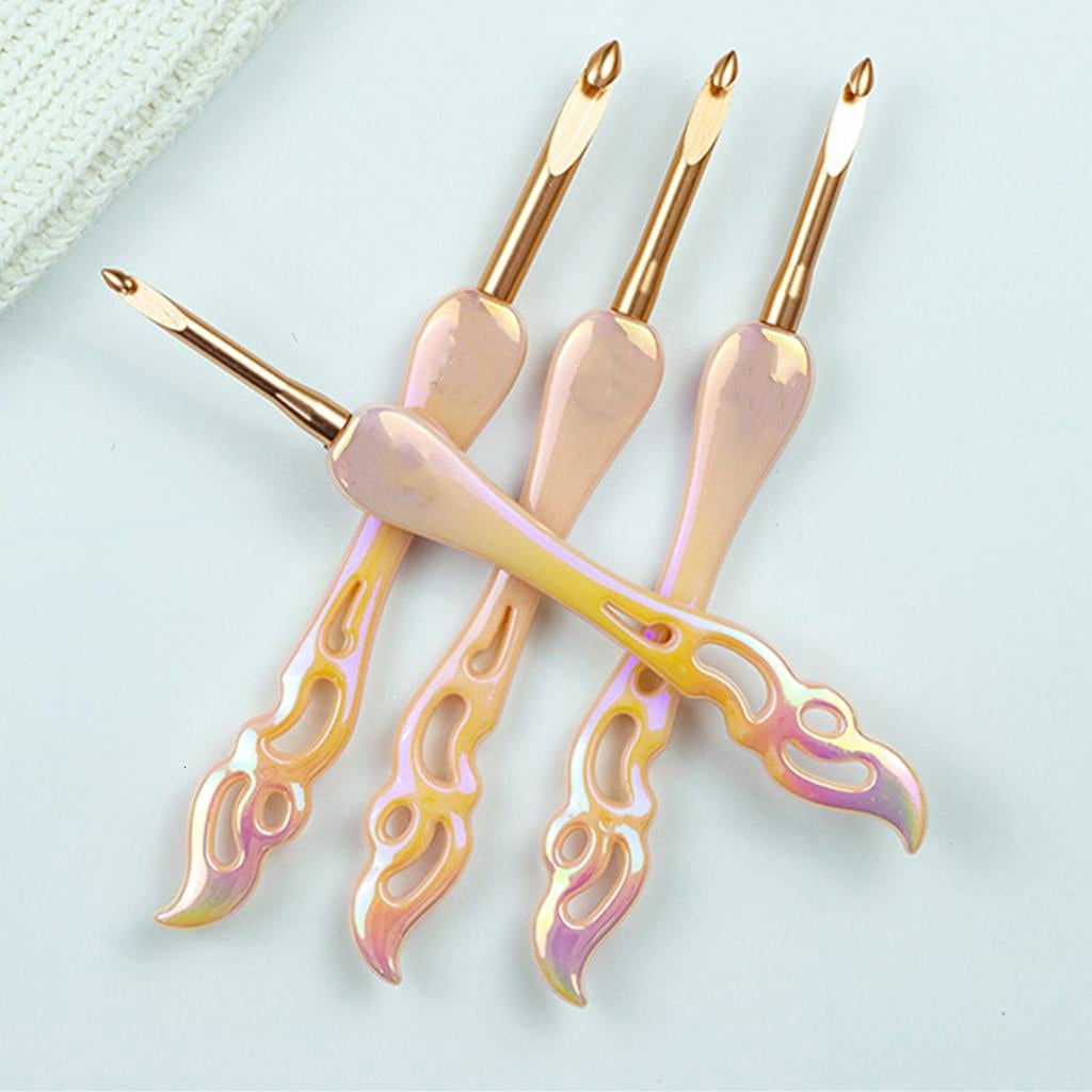 Giaone Sturdy Acrylic Crochet Hook Set Elegant Color Large Handle For Knitting And Crafting