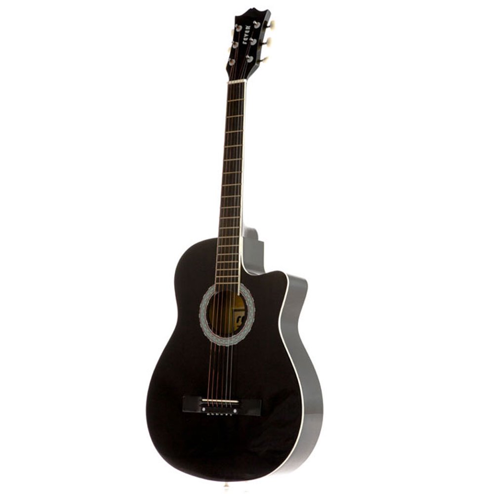 Fever 3/4 Acoustic Cutaway 38 Inches Guitar Black, FV030CBK