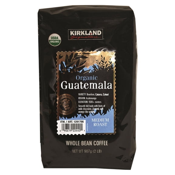 Kirkland Signature Organic Guatemala Medium Roast Whole Bean Coffee, 2 lb (32 oz)