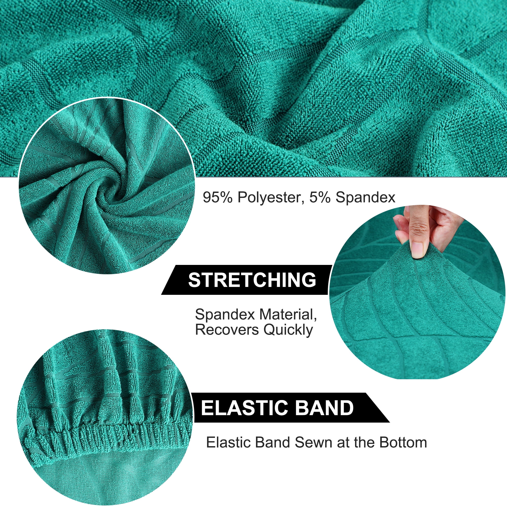 Unique Bargains Jacquard Stretch Removable Dining Room Chair Covers 2 Teal