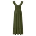thumbnail image 6 of RYDCOT Women's Summer Maxi Dresses Elegant V Neck Ruffle Sleeveless Tunic Pleated Flowy Wedding Guest Dress Army Green, 6 of 6