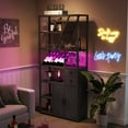 thumbnail image 2 of Ataucjin Wine Bar Cabinet with LED Lights, Tall Coffee Bar Station with Power Outlets and Wine Rack, Kitchen Microwave Stand Bakers Rack Cabinet for Living Room, 2 of 8