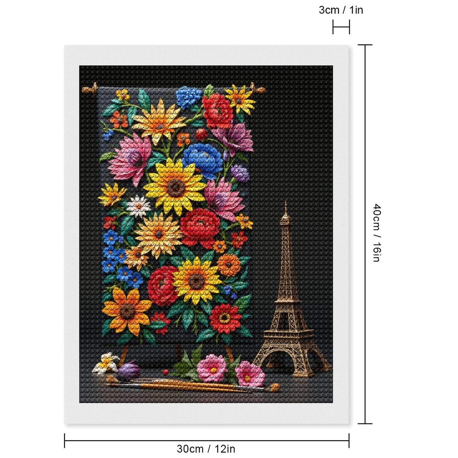 Diamond Art Kits for Adults, Colorful Floral Canvas Parisian Charm 5D Diamond Painting Kits for Adults Beginners, DIY Full Drill Diamond Painting, Gem Art and Crafts 12x16