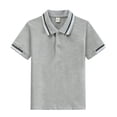 thumbnail image 4 of Kids Striped Polo Shirt Boys Girls Short Sleeve Button Closure School Uniform Causal Golf Soft T-Shirts, 120, 4 of 4