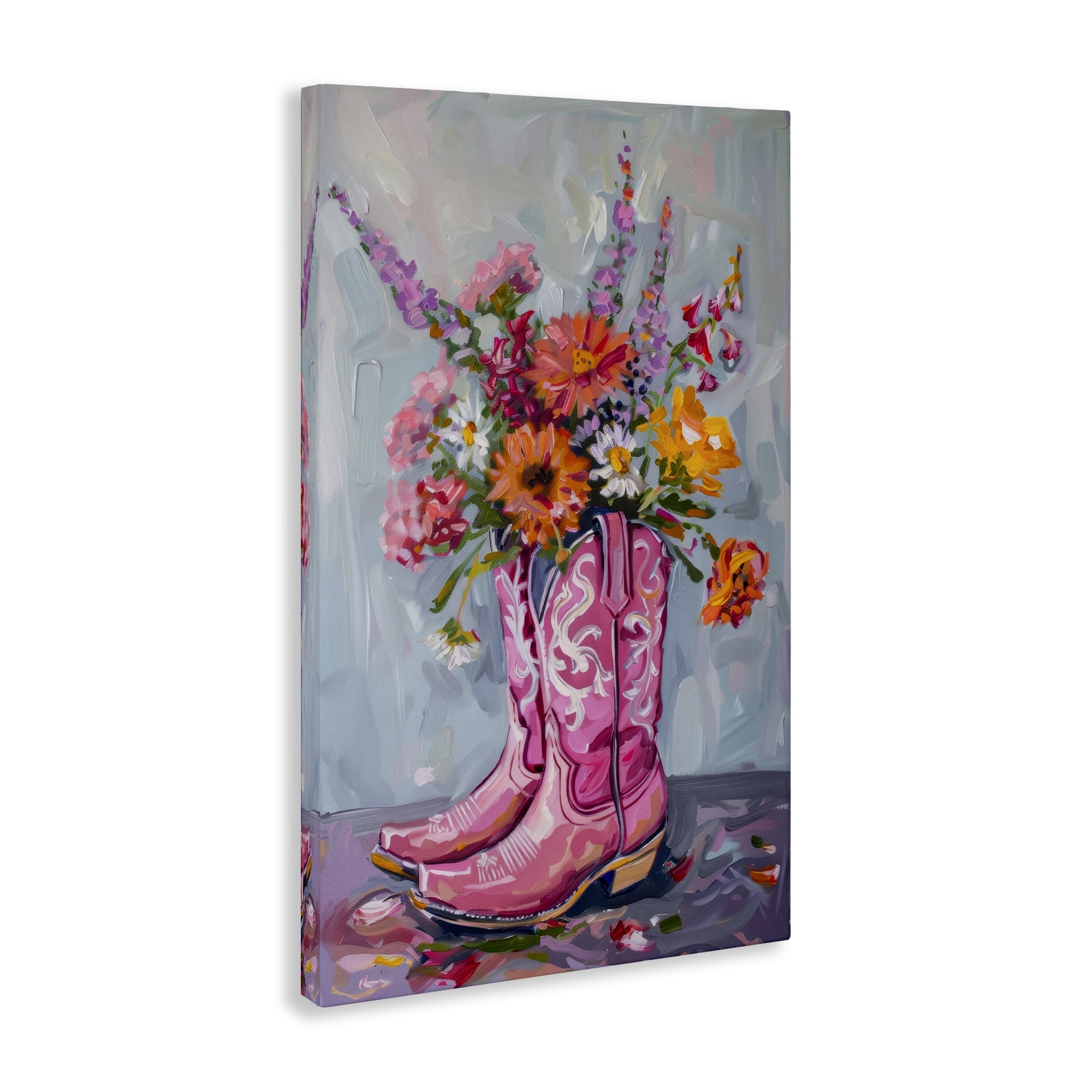 Stupell Industries Floral Cowboy Boots Plants & Flowers Painting Wrapped Canvas Art Print Wall Art, 30 x 45