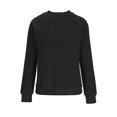 thumbnail image 5 of AXXD Black Basic Work Blouses for Women Summer 2024 Loose Trendy Button Round-Neck Long Sleeve Casual T-shirt Top Solid Blouse, 5 of 8