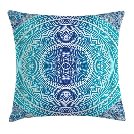 - Indian Throw Pillow Cushion Cover, Spiritual Ritual Symbol of Universe Cultural Center Point Balance Meditation Theme, Decorative Square Accent Pillow Case, 24 X 24 Inches, Light Blue, by Ambesonne