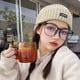 thumbnail image 3 of Las Gafas De Moda Redondas Para Mujeres De Los Hombres De La Cara Grande Era Delgada Luz Plana Transparente Retro Salvaje Marco De Se Puede Equipar Con Miopía Anteojos, 3 of 4