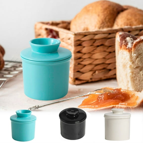 Ceramic Oil Storage Tank with Lid | Yellow Porcelain Canister | Solid Color Jar for Kitchen Countertop | Durable Easy-Clean Container | 1 Piece | Household Use