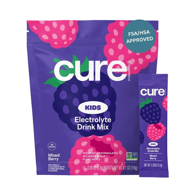 Bebida electrolítica Cure Hydration Kids Mixed Berry, paquete de 14