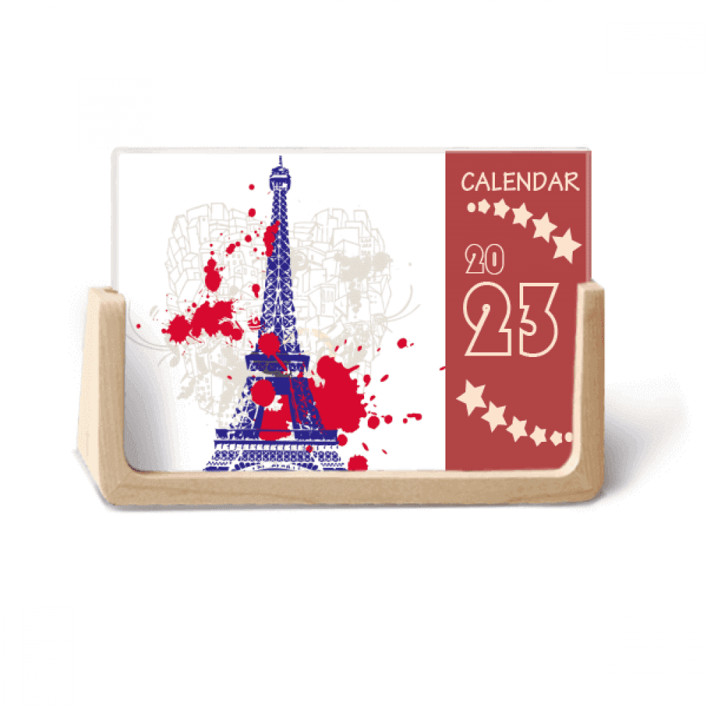 Eiffel Tower Outline France Paris Desk Calendar Desktop Decoration 2023