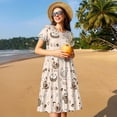 thumbnail image 4 of Honeii Chicken With Floral Print Women’s Short Sleeve Dress, Comfortable Casual Dress, Soft Polyester Spandex Blend, Stylish Everyday Wear for Summer, Perfect for Travel and Vacation, 4 of 6