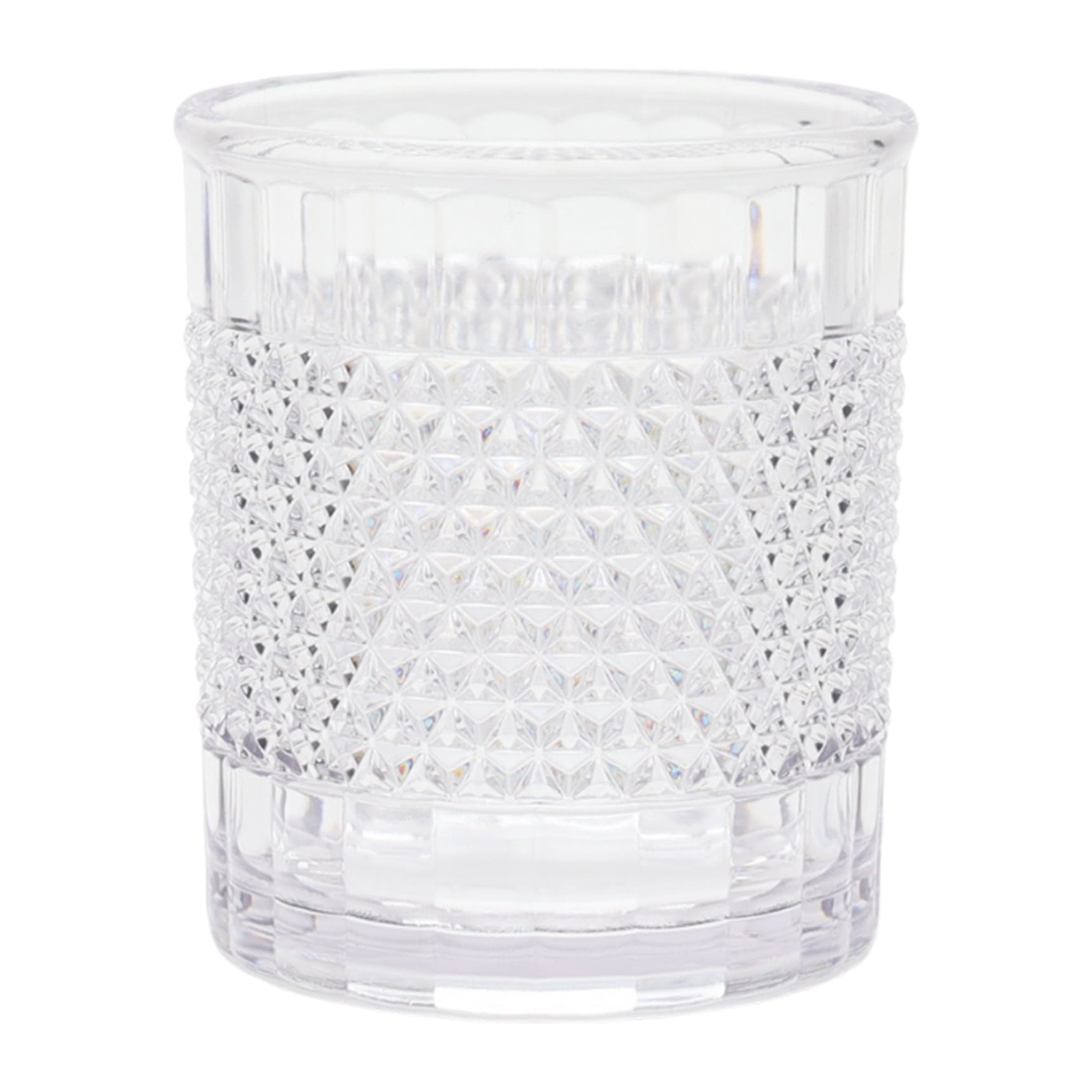(6 pack) Mainstays 14-Ounce Short Acrylic Diamond Texture Tumbler, Clear
