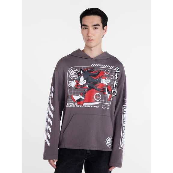 Sonic the Hedgehog Shadow Front and Back Puff Graphic Hoodie Sweatshirt, Men's Sizes XS-5XL