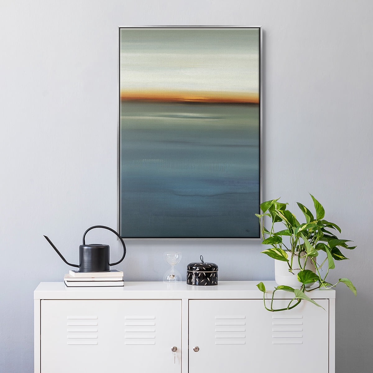 Beside the Blue I Framed Premium Gallery Wrapped Canvas - Ready to Hang - 27 x 41 - Silver Floating Frame