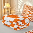 thumbnail image 6 of Manfei Modern Checkered Zipper Twin Comforter Sets with Fitted Sheet and 2 Pillowcases,Art Grid Zipper Bedding Set,Orange,Light Gray Reversible,4pcs, 6 of 8