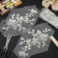 thumbnail image 4 of 4Pcs Flower Lace Appliques Silver Embroidery Flowers Sequin Patches Polyester Decorative Floral Appliques Dress Gown Sewing Decorations for Fabric DIY Crafting 11.61x6.3x0.04 inch, 4 of 8