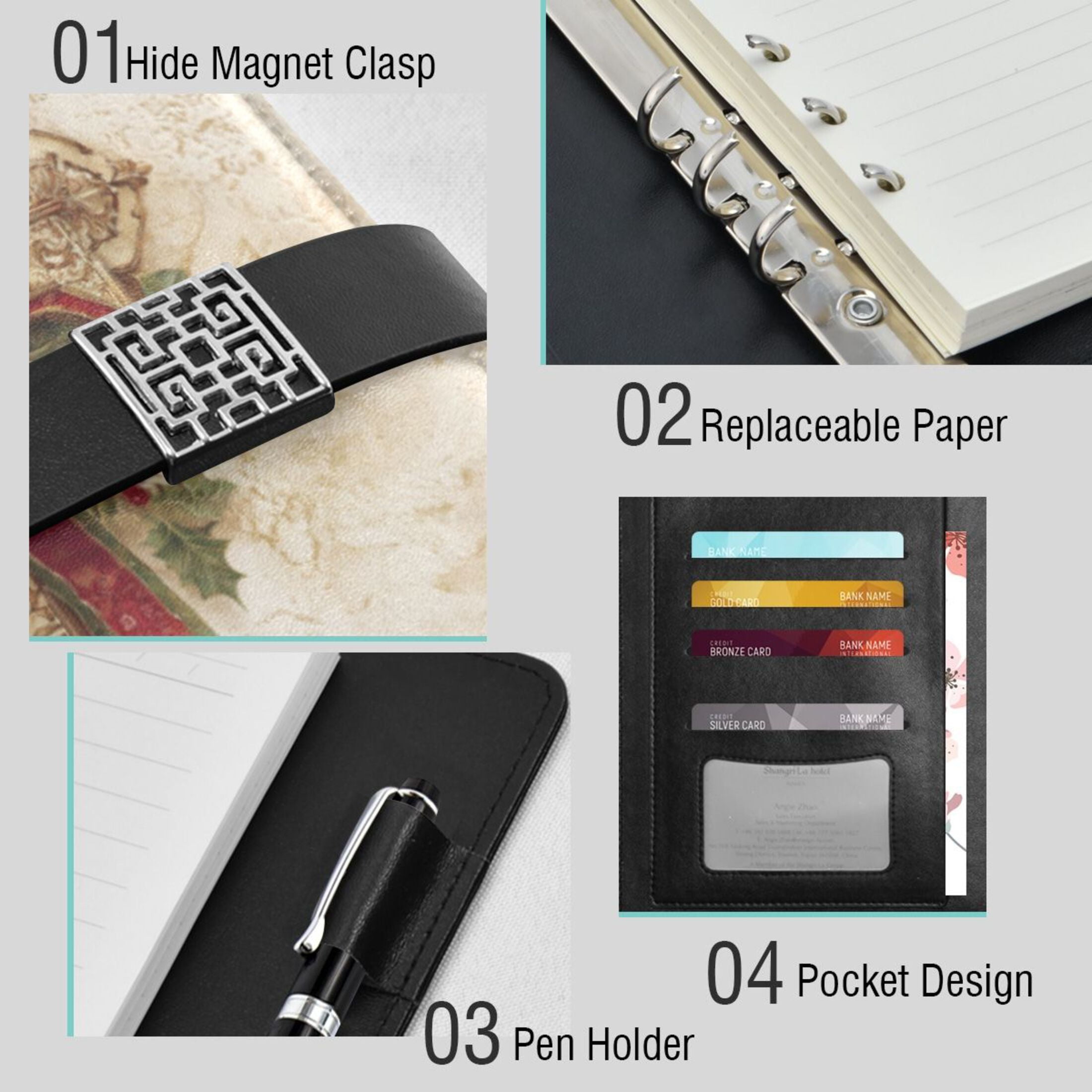 Leather Planner Leather Notebook Notebook Journal Binder Design Pen Pocket Design Convenient for Storage Lovely Christmas Cross