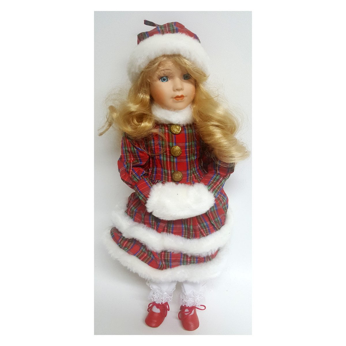 Queen Anne Porcelain Doll Collection Christmas Outfit 15" (Blonde, Blue