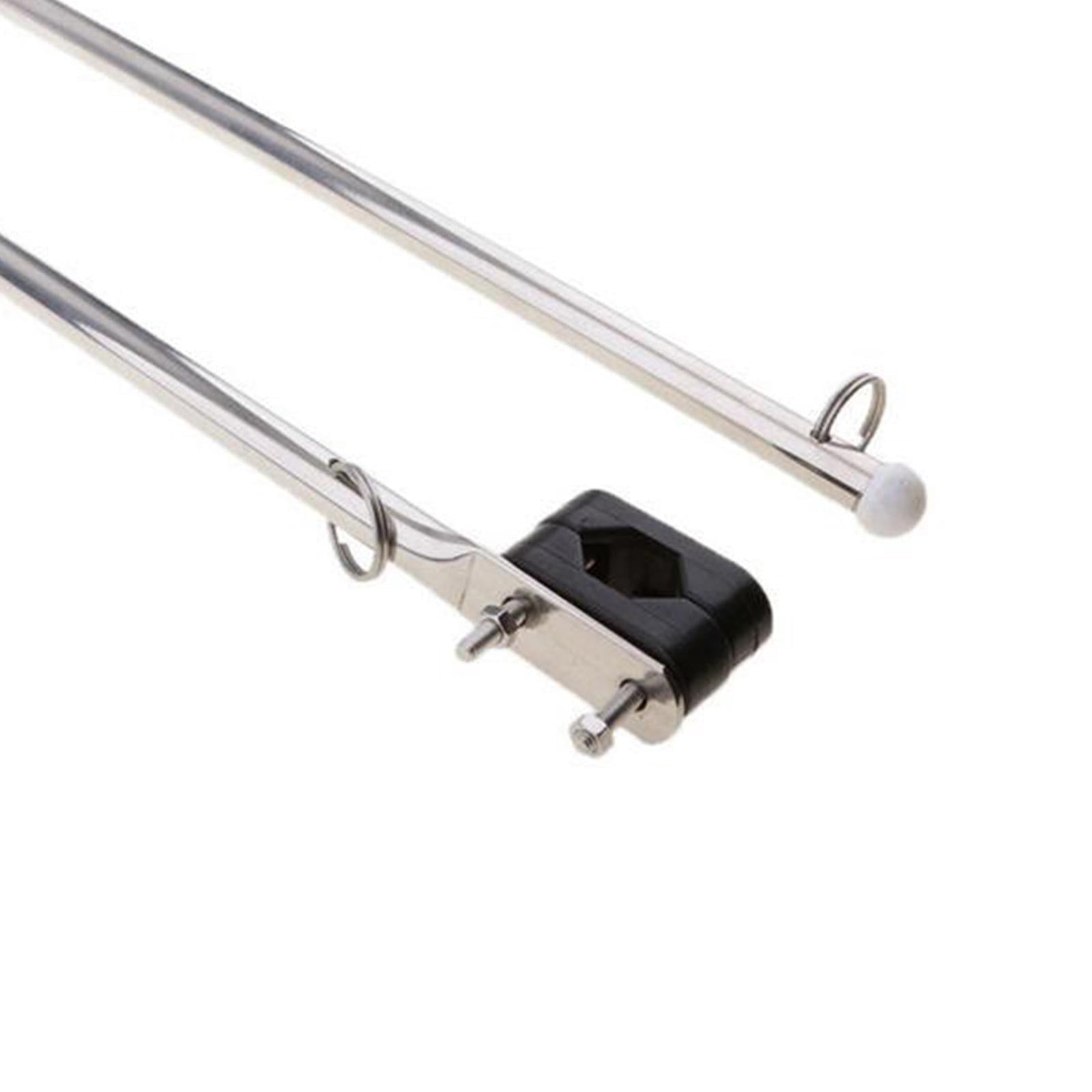 2Pcs Flag Pole Marine Flag Staff Adjustable Boat Parts Yacht with Base Boat, Stainless Steel Holder Durable Flagpole
