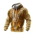 thumbnail image 1 of Ceisia Men's Regular-Fit Ethnic Print Quilted Hooded Sweatshirt (Beige-Brown) for Winter Gift, 1 of 2