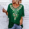 thumbnail image 4 of Camiseta Vintage con estampado étnico para mujer, Blusa de manga con volantes y cuello redondo, ropa informal holgada para mujer, Tops 2022, 4 of 4