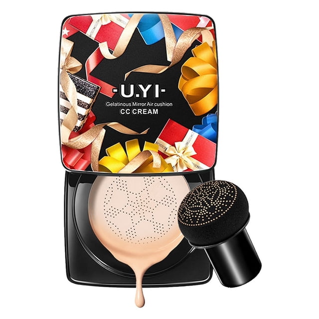 Fiudx Brocha con Forma de Hongo, Almohadilla Hidratante para Crema Cc, Esponja de Maquillaje Antiapelmazante, Suavizante de Larga Duración, Cobertura para Todo Tipo de Tonos, Apta para Pieles Grasas