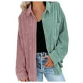 thumbnail image 4 of CEHVOM Women's Pockets Buttons Long Sleeve Tops Outwear Pachwork Turn-down Collar Jacket Coat, 4 of 8