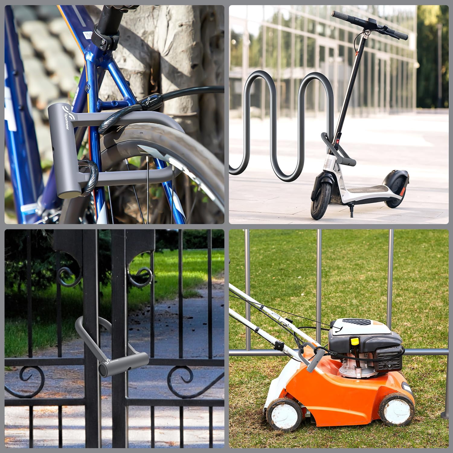 Bike Lock - Heavy Duty Anti U With 5ft Security Steel Cable 17mm Shackle Bicycle U-locks Keys & Sturdy Mounting Bracket For Road  Mountain Electric Grey