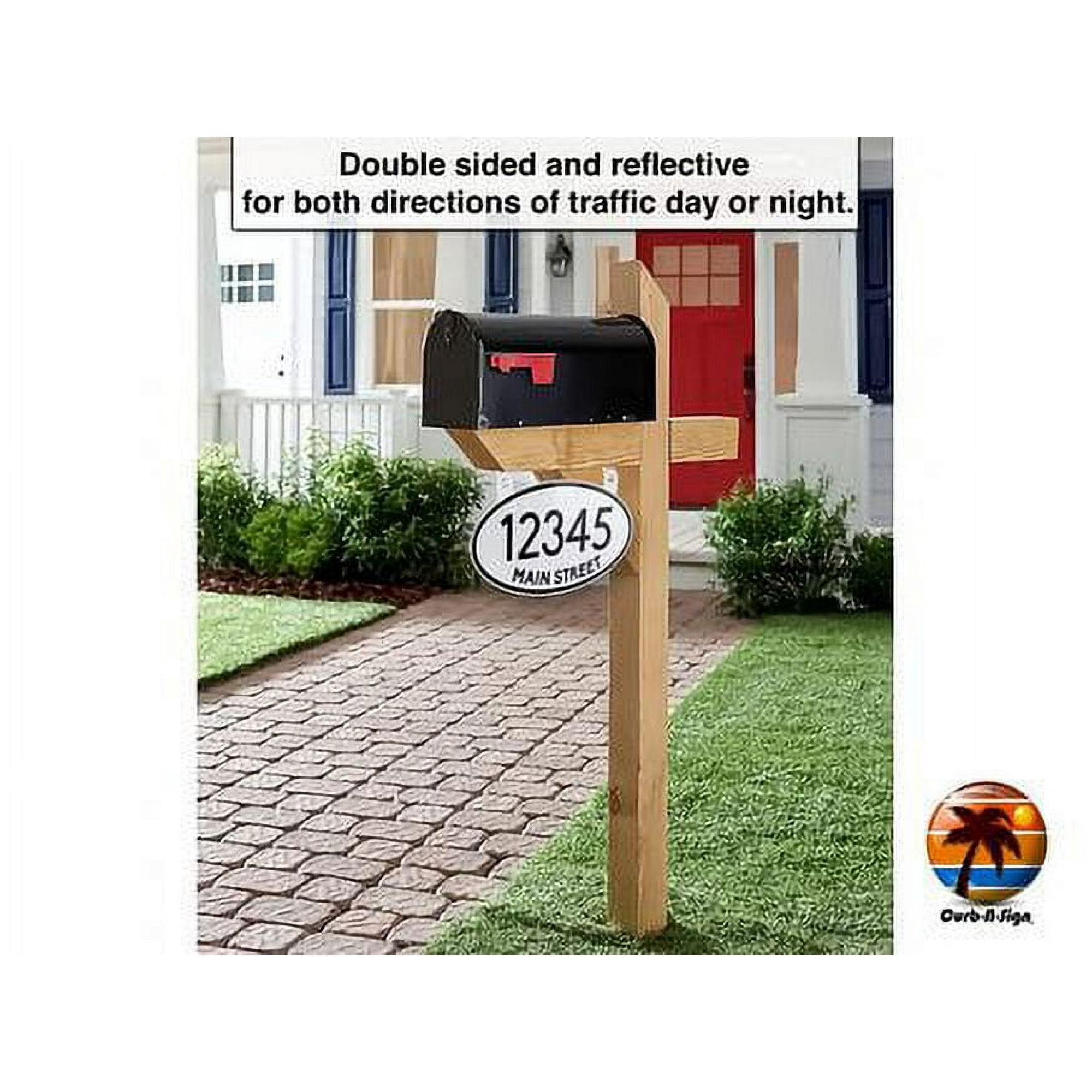 「12345」 Hanging Mailbox Numbers, Super Reflective Customized Oval