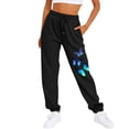thumbnail image 2 of Sweat Pants Women Printed Sports Closed Waist Lace Up Elastic Waist Small Foot With 2 Pockets Womens Casual Pants A M, 2 of 4