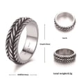 thumbnail image 2 of PAURO Unisex's Stainless Steel Individualistic Trendy Simple Retro Novel Ring Silver Black Size 8, 2 of 4