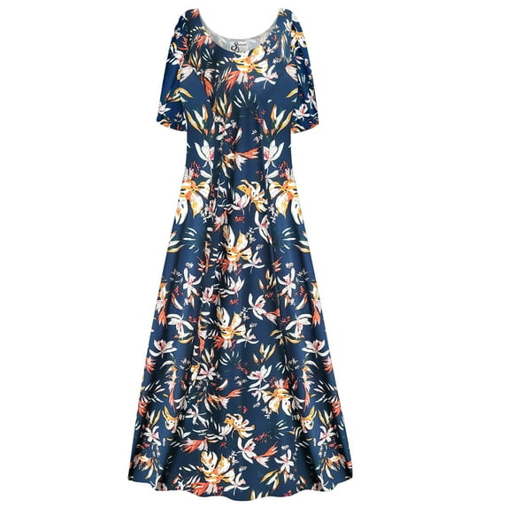 Plus size 4x Petite Womens Dress Midnight Blue Magnolia Short Sleeve Princess Cut