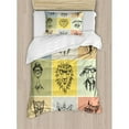 thumbnail image 3 of Modern Duvet Cover Set Queen Size, Hipster Animals Monkey Camel Cat Lion Goat Tiger Business Man Glasses Illustration, Decorative 3 Piece Bedding Set with 2 Pillow Shams, Multicolor, by Ambesonne, 3 of 3