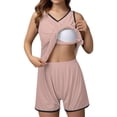 thumbnail image 3 of Two Piece Sets for Women – Flattering Pajama Sets with Comfy Fit for Home Office or Spa Day Retreats Women's Summer Ice Silk Ribbed Padded Vest With Plus Size Thin And Comfortable & Sleepwear Set, 3 of 9