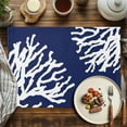 thumbnail image 3 of Placemats Set of 4, Navy Blue Coral Placemats Set of 4, Marine Life Ocean Tablemats Washable Placemat Table Decoration for Kitchen Table Dinner Party Home Decor Indoor Outdoor 13x19 Inch, 3 of 8