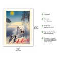 thumbnail image 2 of St. Moritz Switzerland - Skiers in Snow - Vintage Travel Poster by Walter Herdeg c.1935 - Fine Art Matte Paper Print (Unframed) 16x20in, 2 of 4