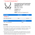 thumbnail image 2 of Front Control Arm and Tie Rod End Kit - Compatible with 2007 - 2012 Lincoln MKZ Base 3.5L V6 2008 2009 2010 2011, 2 of 2