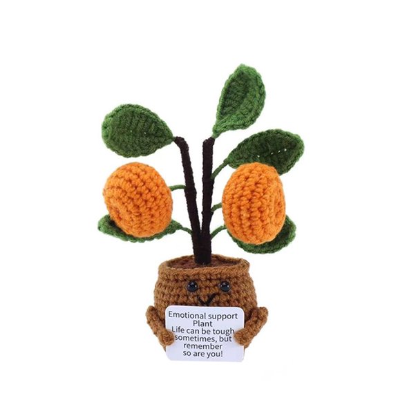 Handmade Emotional Support Positive Orange Tree Crochet Doll, Inspirational Gifts for Friend Colleagues and Family Birthday Holiday, Knitted Orange Tree Toy for Room Office Desktop Decor