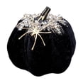thumbnail image 2 of 3.9 Inch Black Flocked Velvet Pumpkin Halloween Decoration Rhinestone Accent Artificial Tabletop Centerpiece Ornament Fall Home Decor Set, 2 of 7
