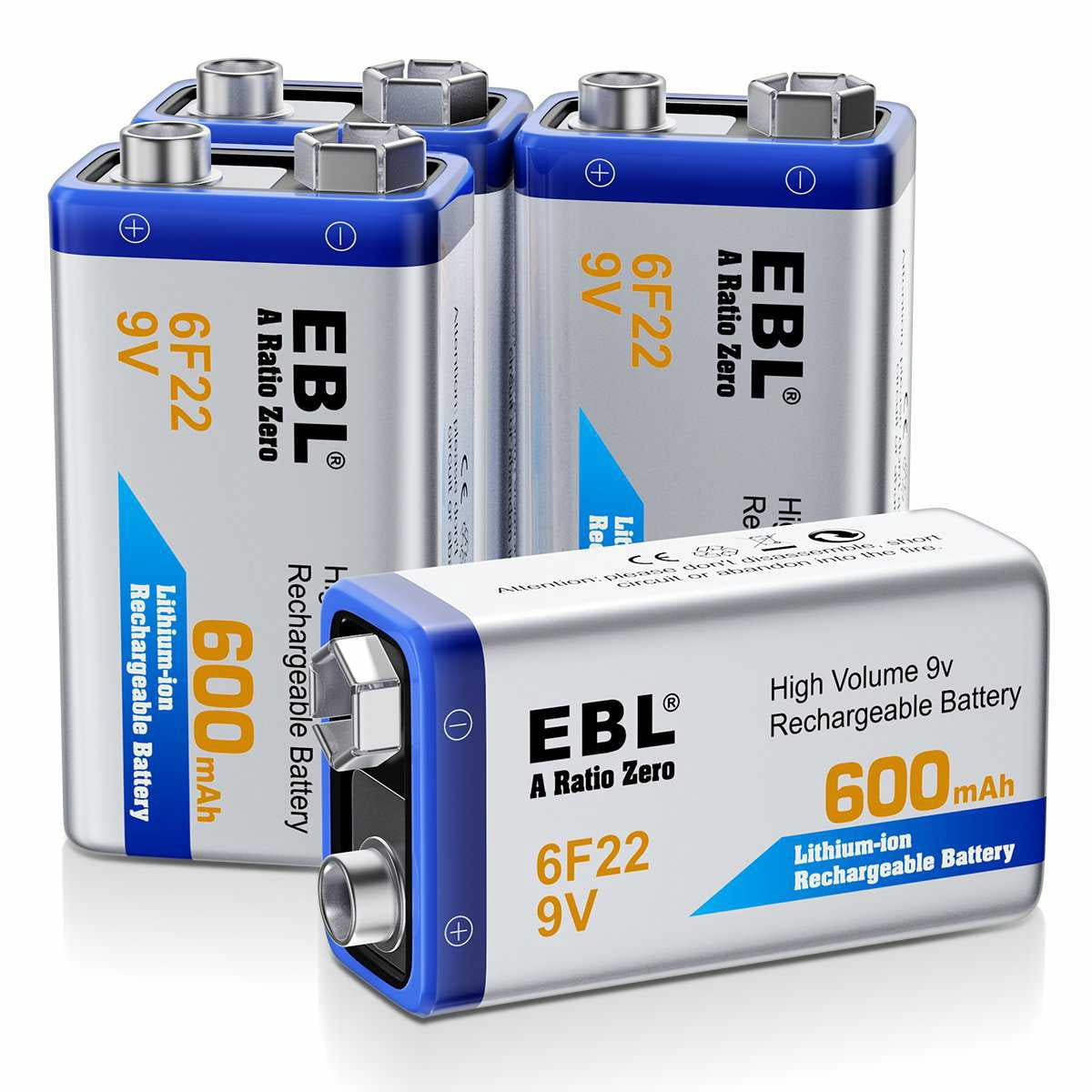 EBL Rechargeable  9V  Battery NiMH 150 mAh, 2 Pack