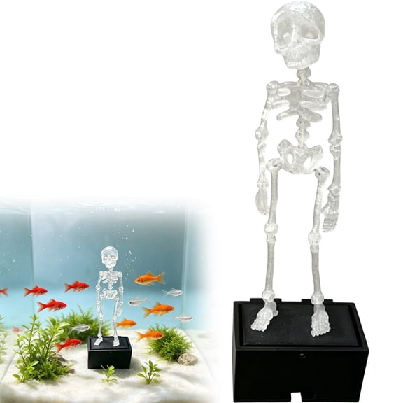Dancing Skeleton Aquarium Bubbler, New 3D Printed Air Powered Moving Skull Oxygenating Decor Feature for Spooky Halloween Fish Tank Decor, Funny Gift for All Fish Lovers (air pump not included)