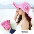 thumbnail image 5 of Dujiujun Sun Hat Floppy Ruffle Wide Large Brim Striped Flower Decor UV Protection Pure Color Folding Women Summer Cap Beach Use, 5 of 8