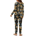 thumbnail image 3 of FOR U DESIGNS Black Sunflower Ladies Pajamas Sets Drawstring Pajama 2 Pack Size M Pjs Lightweight Lounge Set with Pockets Sleepwear Long Sleeve Tops and Pants, 3 of 6
