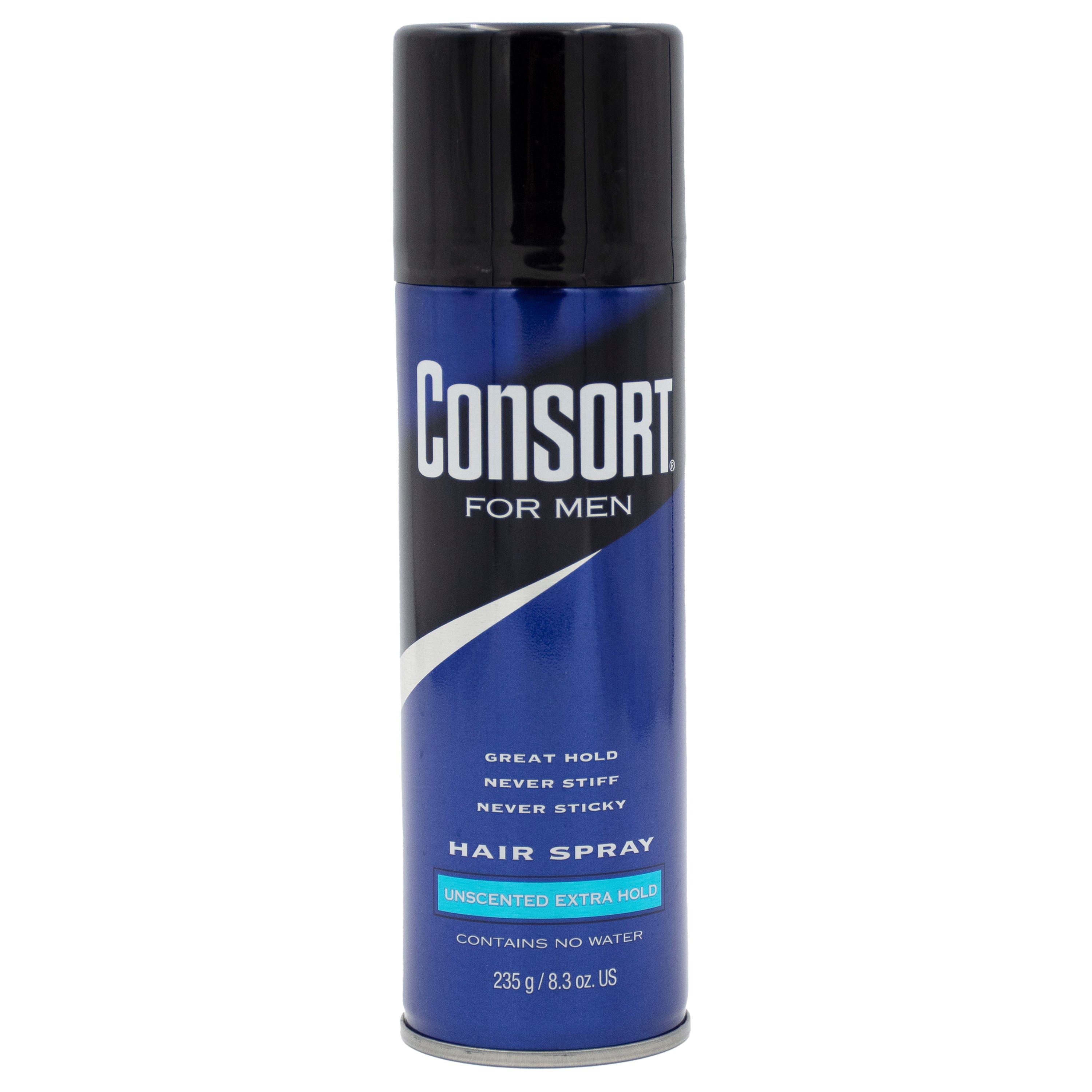 (2 pack) Consort Unscented Extra Hold Hair Spray for Men, 8.3 oz., Shine Enhancing
