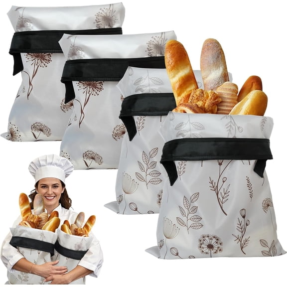 4 Pcs Reusable Beeswax Bread Bags for Homemade Bread 17" x12" Sourdough Storage Bags with Foodgrade TPU Lining Food Wraps to Keeping Fresh Loaf Fresh Freezer Baker Baking Supplies (Beige)