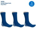 thumbnail image 2 of Pack of 3 Pairs - XXXL Non-Skid Bariatric Extra Wide Slipper Socks for People with Diabetes & Edema (Royal Blue), 2 of 6