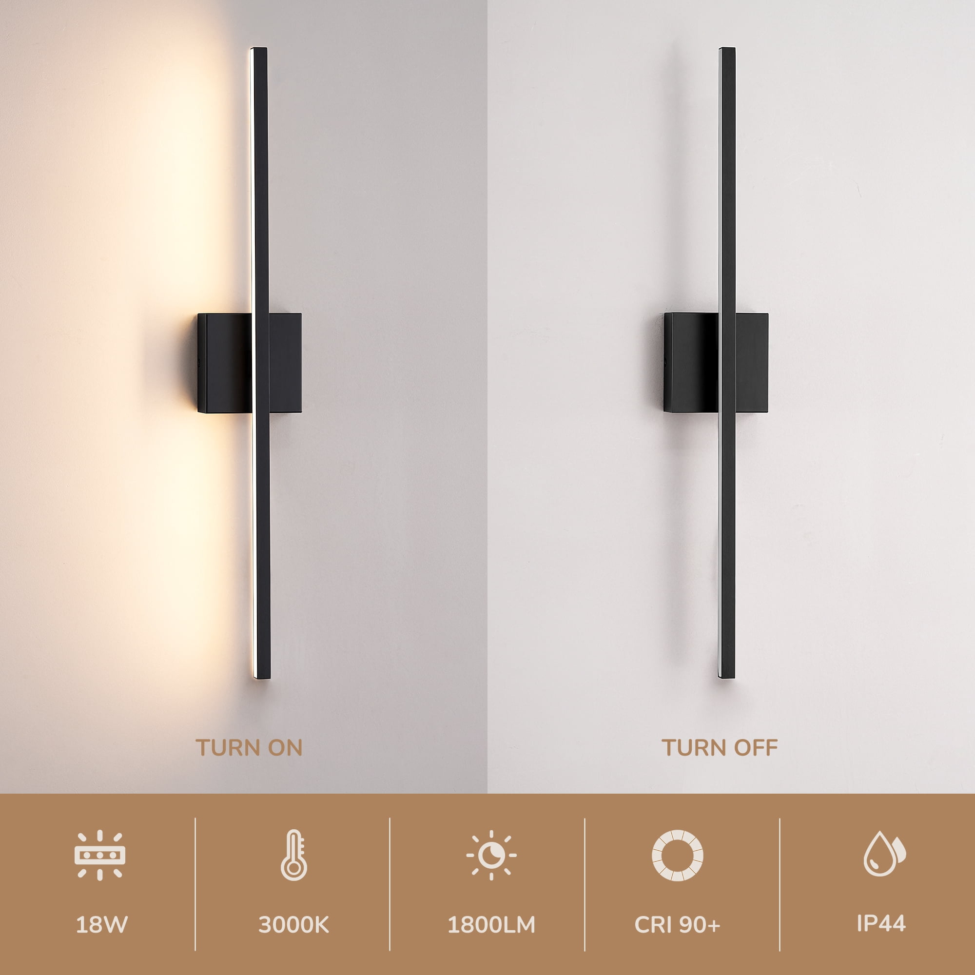EDISHINE LED Bar Light Wall Mounted Vanity Lights for Bathroom Mirror,3000K Warm White 18 Watt