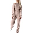 thumbnail image 2 of Womens 3 Piece Sets Holiday Knitted Homewear Sets for Women Sweater Cardigan and Turtleneck Tank Tops and Elastic Waist Pant Lounge Sets Casual Sleepwear Sets, 2 of 7