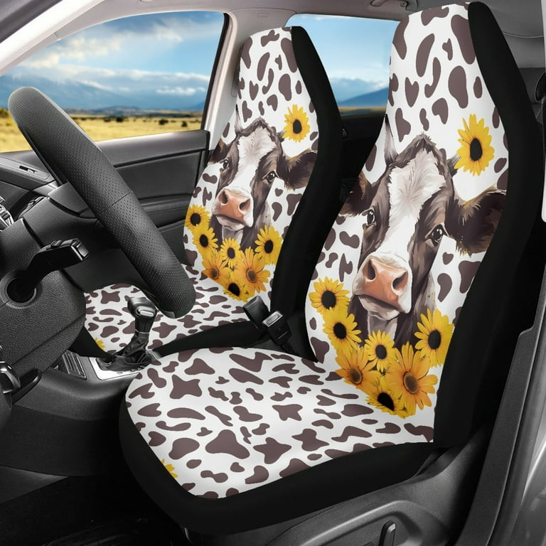 Xoenoiee Cow Sunflower Pattern Car Seat Covers, Piece Soft
